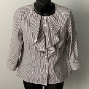 Designer Ruffled Pinstripe Blouse